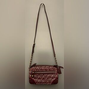 Coach Magenta Poppy Quilted Boucle Tweed Flight Bag